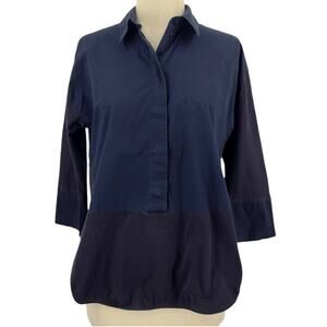 COS Color Block Button Front Top Navy & Black